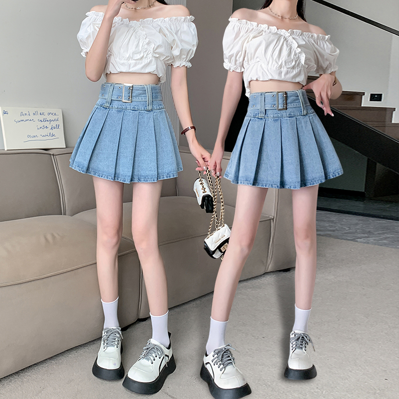 데님스커트 청치마 차밍복 라틴댄스복 언발 캐주얼 프린지 라인 댄스치마 - 상세 이미지 2