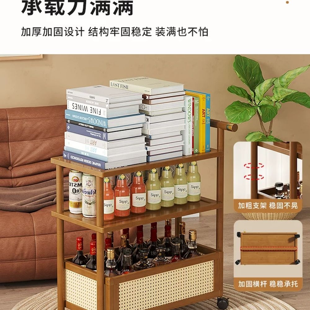 빈티지 원목트롤리 엔틱 주방 거실 서랍 수납장 협탁 서빙 모듈 베란다 이동식카트 - 상세 이미지 3