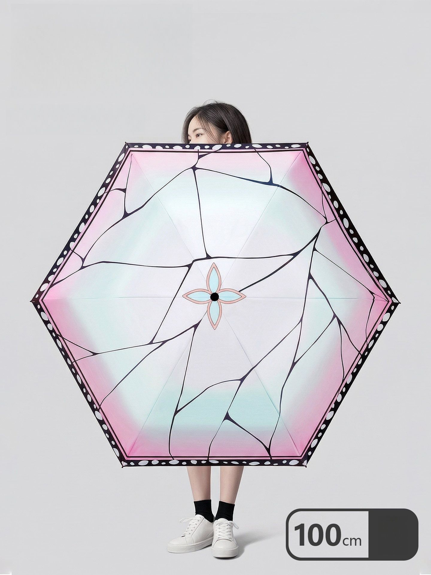 블루바구니 귀멸의칼날 양산 자외선차단 무이치로 일륜도 접이식 5단 미니 우산 고급 디자인 - 상세 이미지 4