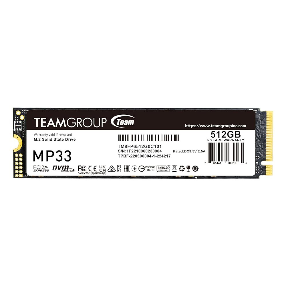 TEAMGROUP MP33 512GB SLC 캐시 3DNAND TLC NVMe PCIe Gen3x4 M.2 2280 내부 SSD R/W 최대 1700 /1400MB /s 호환 가능 - 상품 이미지
