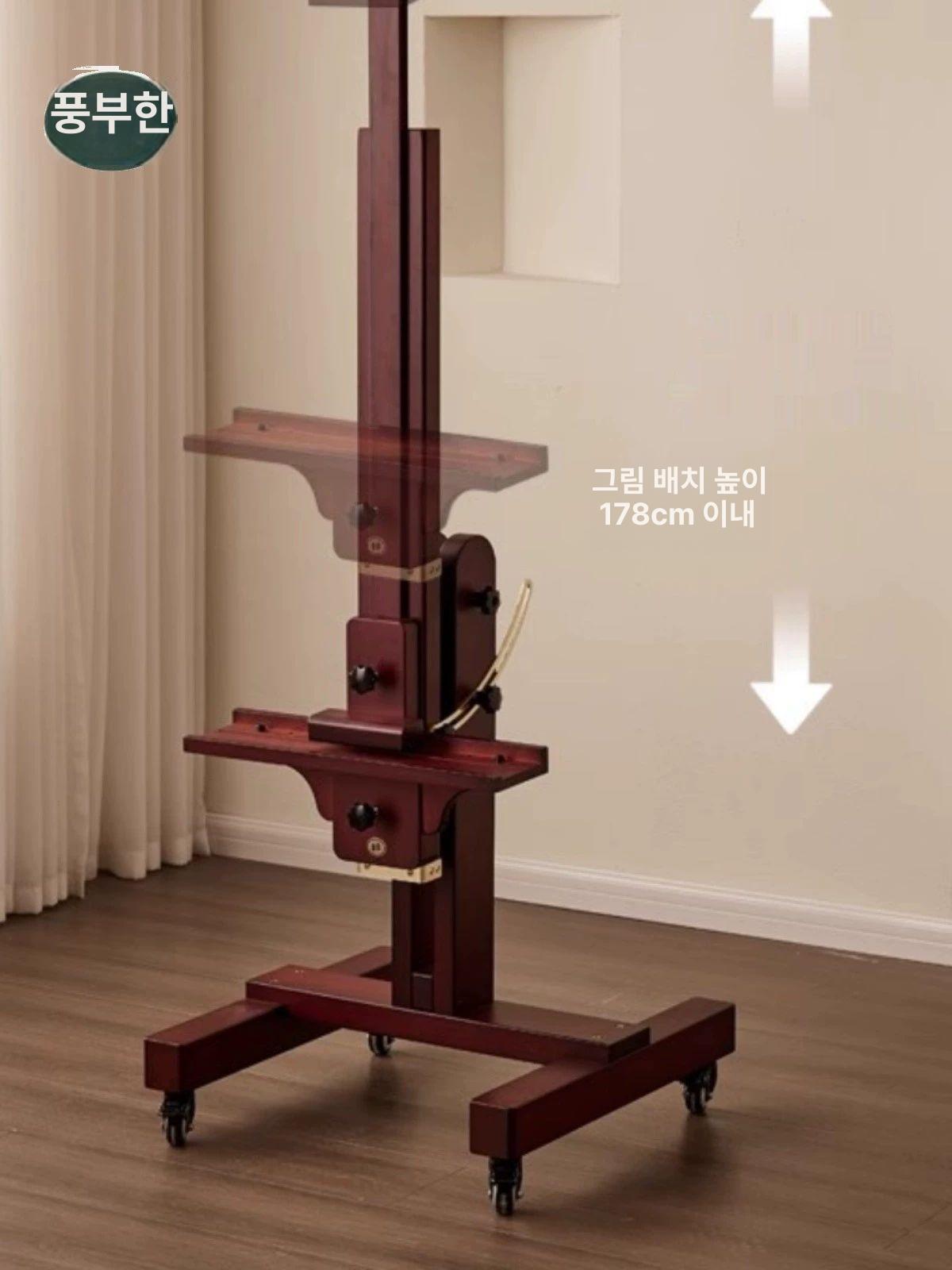 전시용 초대형 이젤 스탠드 각도조절 대형 캔버스 그림판 나무바퀴 접이식 - 상세 이미지 3