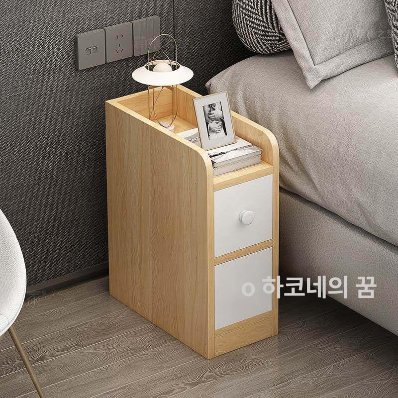 침대 쇼파 틈새 협탁 침대옆 선반 철제 수납장 사이드 옆 모던 티테이블 원목 좁은 슬림 - 상세 이미지 2