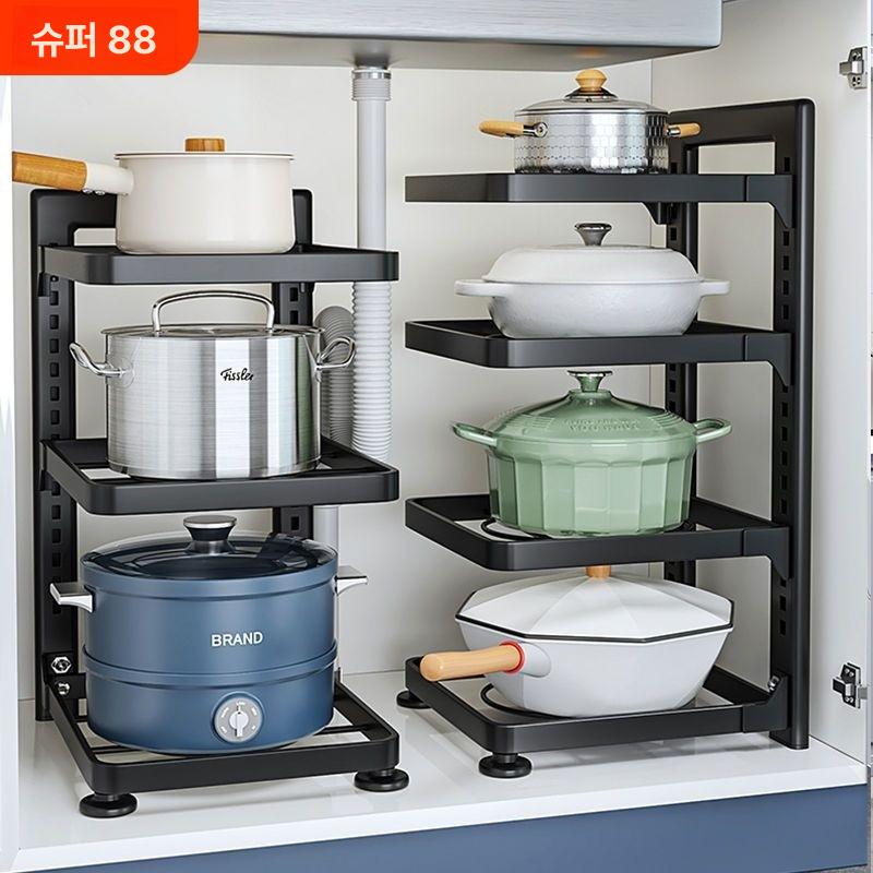 주방 냄비 보관 정리함 다기능 후라이팬 정리 다일 선반 부엌 도마 그릇 받침대 걸이 걸이 - 상세 이미지 3