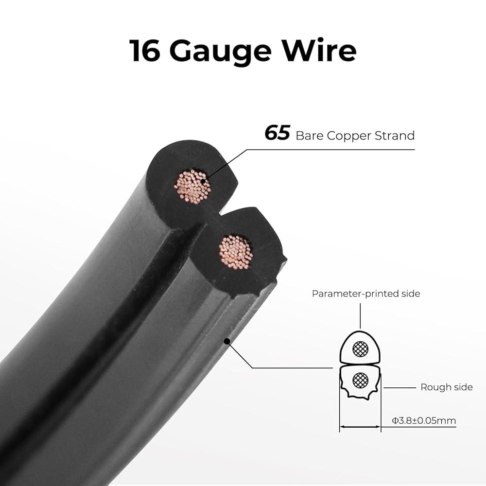 FIRMERST 16/2 저전압 조경선 100피트, 16AWG 2 도체 전선, 16 게이지 라이트 케이블, 조경 조명선용 직매장 램프 UL 목록에 등재됨 50 Feet - 상세 이미지 2