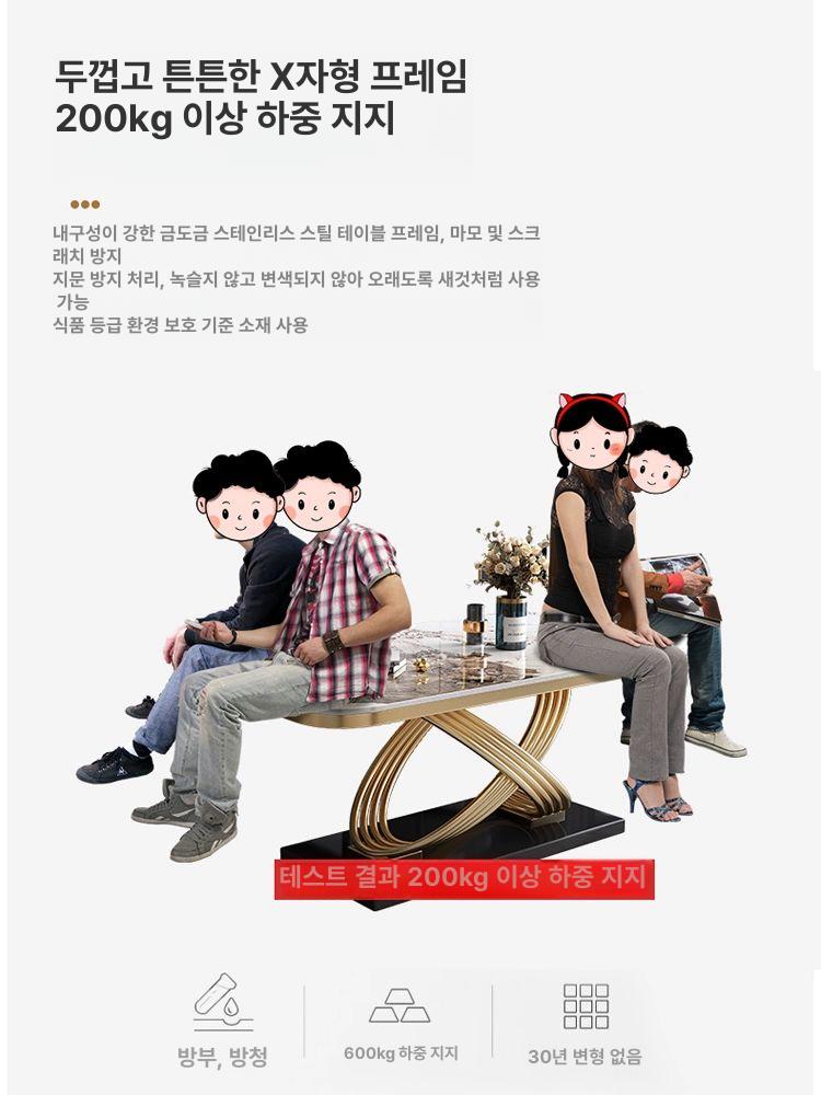 엔틱 대리석식탁 인테리어 포세린 북유럽 티테이블 원형 고급식탁 가정용 감성 화산석 - 상세 이미지 3