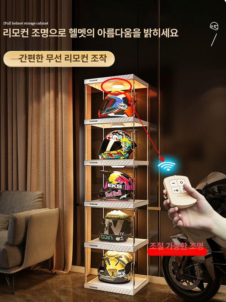 LED 헬멧진열대 거치대 수납장 투명 상자 자전거 케이스 진열장 피규어 모자 아크릴 - 상세 이미지 4