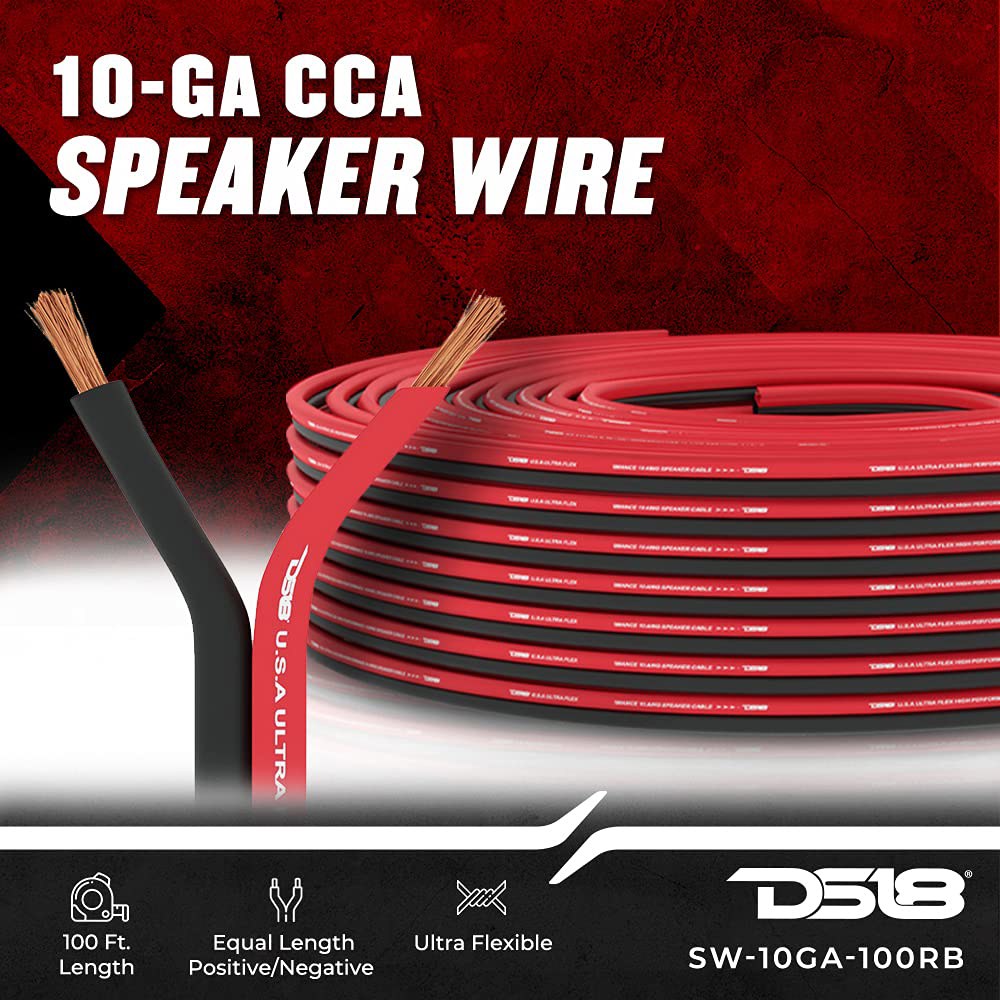 DS18 SW-10GA-100RB 10-GA 울트라 플렉스 스피커 와이어 빨간색 및 검은색 100피트 - 오디오 리케이션용 케이블 - 상세 이미지 3