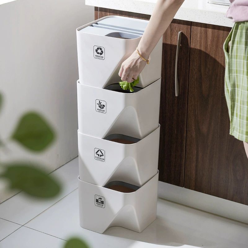 쌓아올릴는 쓰레기통 좁은공간 개폐 뚜껑 거실 틈새휴지통 수납 화장실 가정용 원형 - 상세 이미지 3
