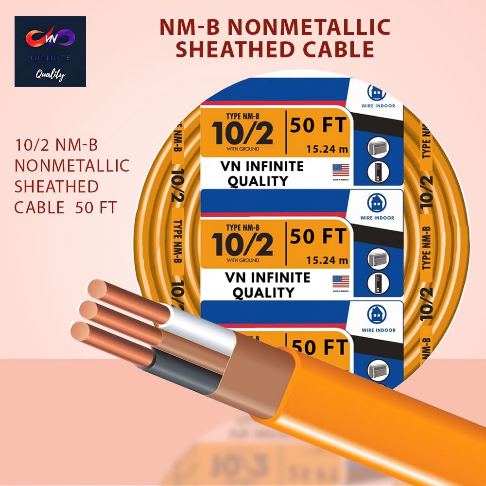 VN 무한 품질 솔리드 실내 10/2 W / G NMB 케이블 비금속 주거용 전선 50피트 코일 25 Foot - 상세 이미지 2