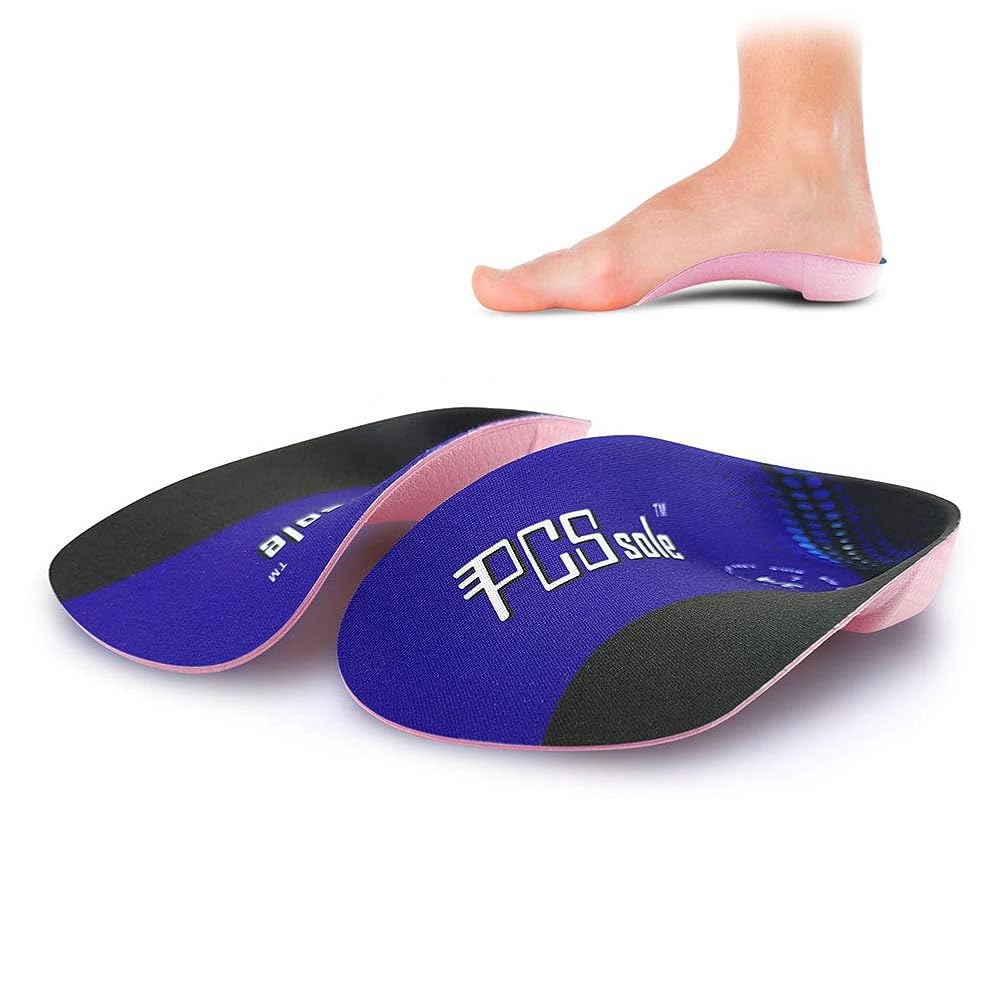 PCSsole u2019 3/4 정형외과 신발 깔창 하이 아치 지지대 깔창, 발바닥 근막염, 평발, 과발음, 발뒤꿈치 박차 1 Men5-6/Women6-7 Purple - 상품 이미지