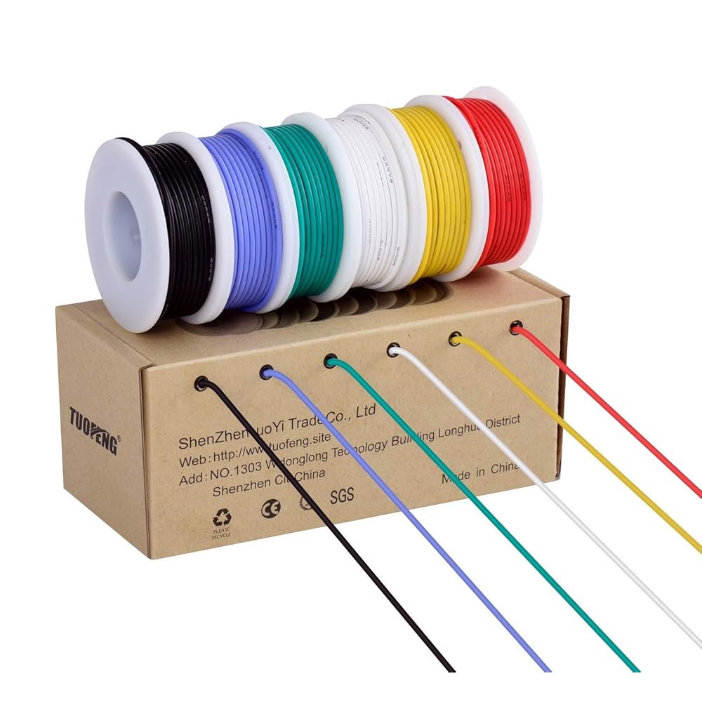 TUOFENG 18 AWG 연선 스풀, 실리콘 고무 단열 주석 구리 유연 와이어 키트, 6가지 색상, 각각 13.2피트/4m 1 18 AWG Silicone Wire 2 - 상품 이미지