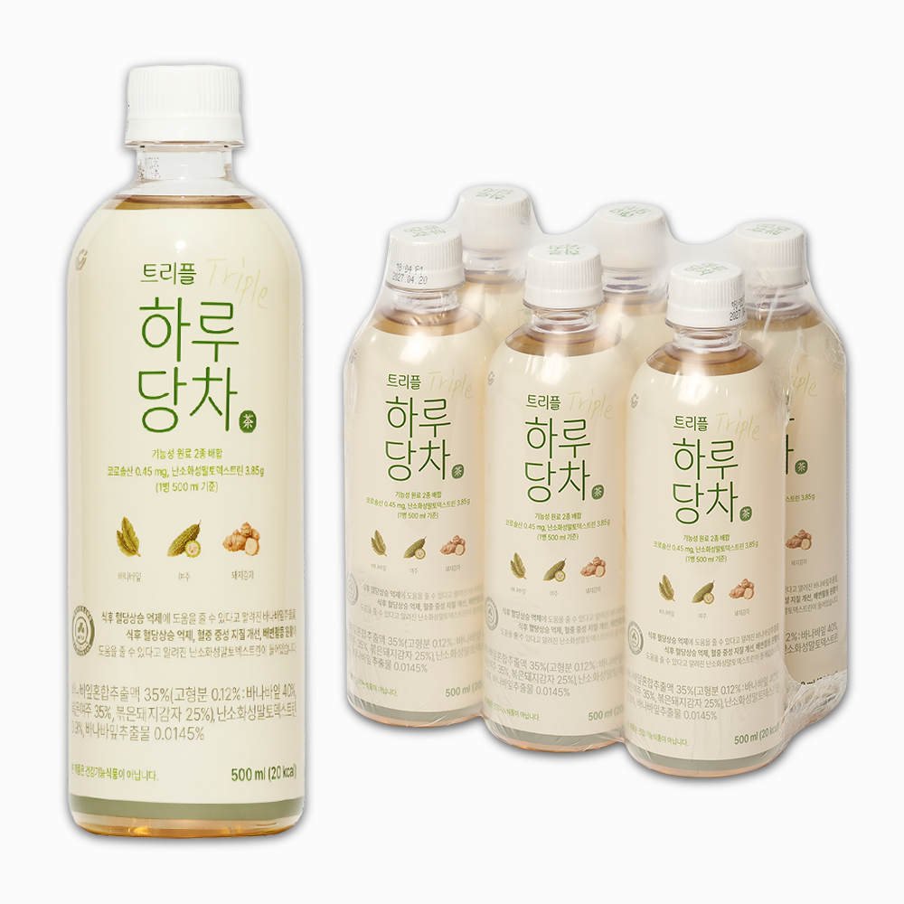 케어웰 트리플 하루당차 기능성표시식품 바나바잎 여주 돼지감자차 500ml, 6개 - 상품 이미지