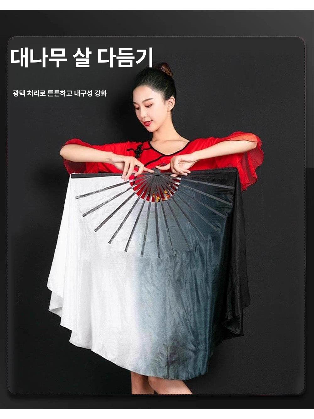 한국 전통 부채춤 실크 너슬부채 무용 공연 단체 소품 춤 의상 무용복 - 상세 이미지 5