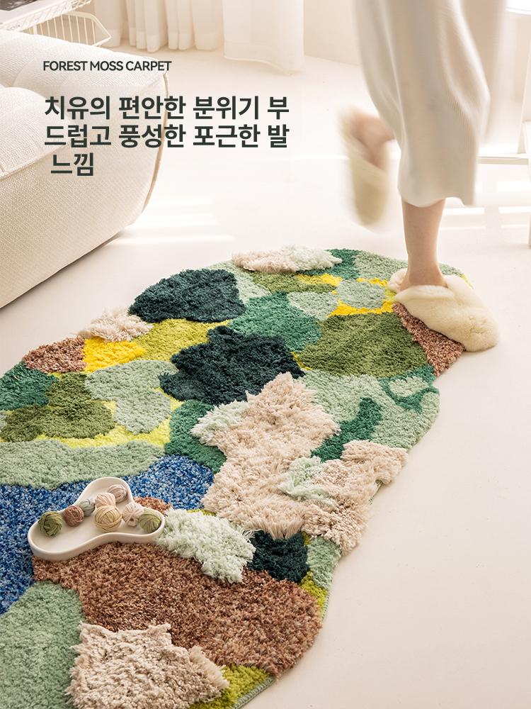세탁가능 원형 카펫 거실 침실 극세사 러그 카페 인테리어 고급 빈티지 감성 소품 - 상세 이미지 5