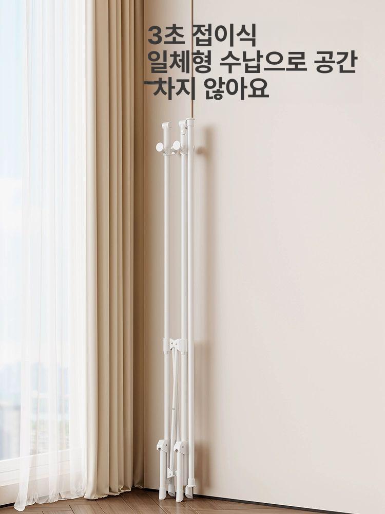 건조대 옷걸이행거 철제 선반 가정용 이동식행거 매장용 원룸 심플 간이 바퀴 베란다 - 상세 이미지 3