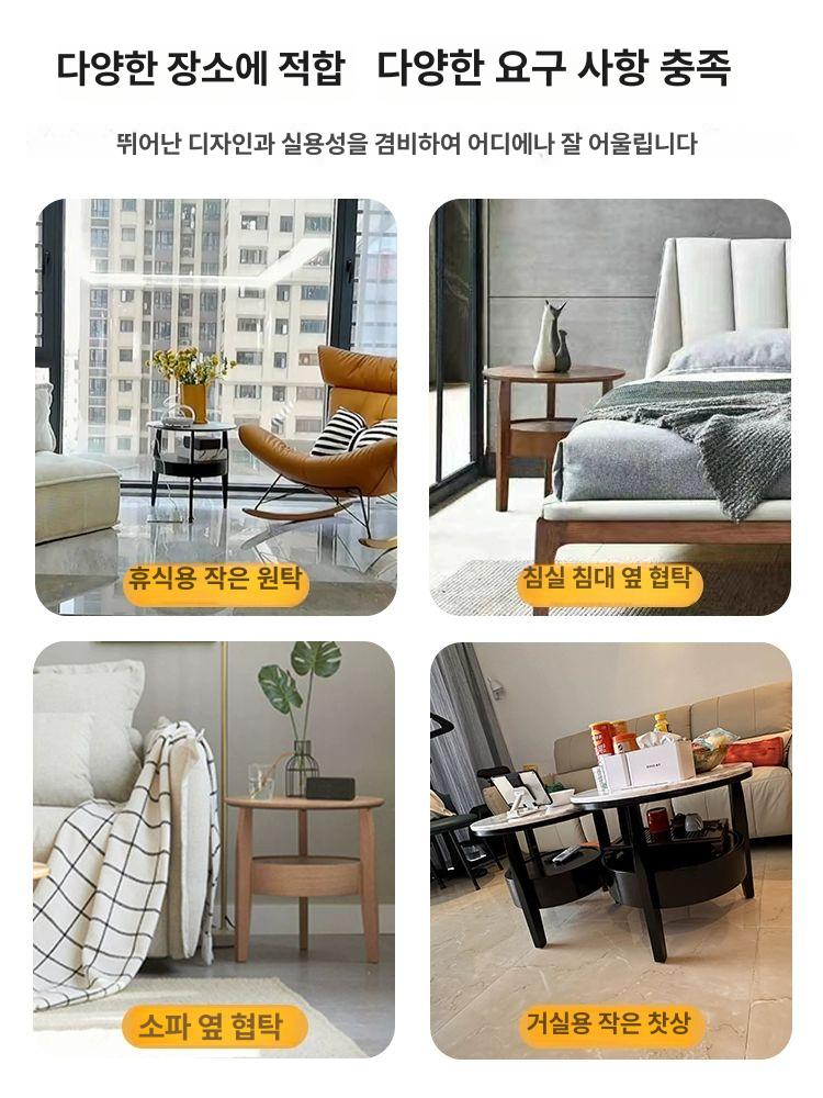 서랍식 원형 엔틱협탁 빈티지 침대옆 수납 라운드 사이드테이블 침대협탁 레트로 - 상세 이미지 4