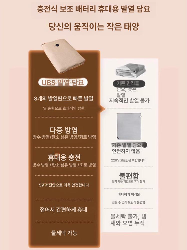 충전식 발열 숄 온열 겨울 차박 보온 입는담요 휴대용 지퍼 블랭킷 난방 - 상세 이미지 4