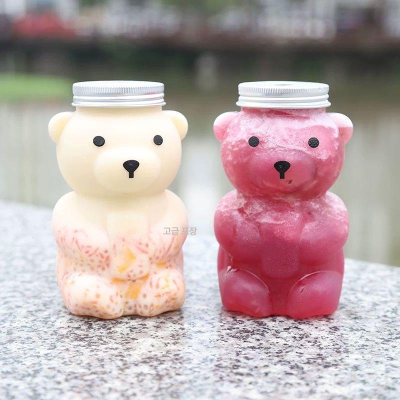 곰 모양 빨대 구멍뚜껑 일회용 페트병 음료수병 카페 업소용 물통 용기 - 상세 이미지 5