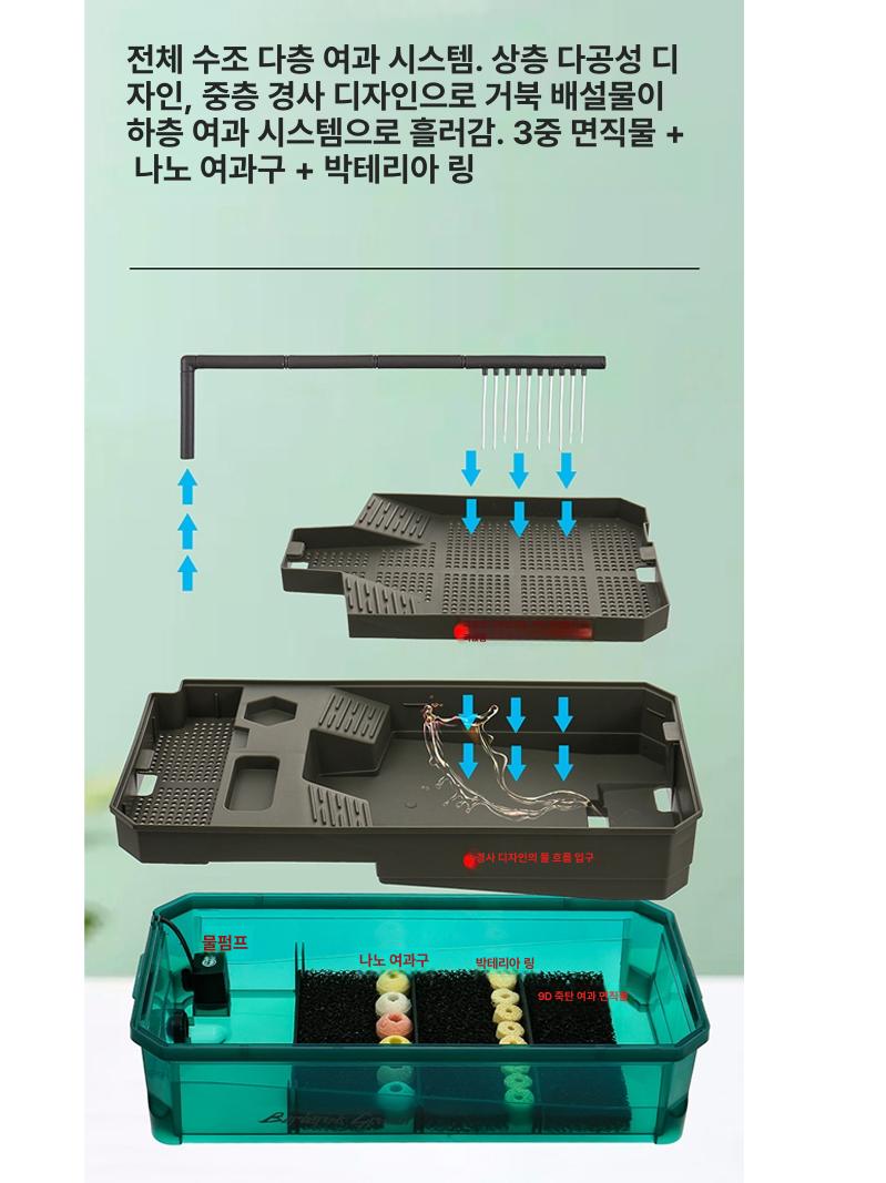 파충류사육 거북이수조 수중환경 생태관찰 아크릴 투명 키우기 반수생 테라리움 - 상세 이미지 5
