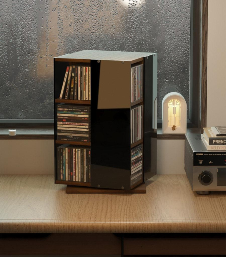 cd진열장 cd 수납장 회전 틈새 장식장 수납함 정리대 투명 회전선반 회전형 장식 시디장 - 상품 이미지