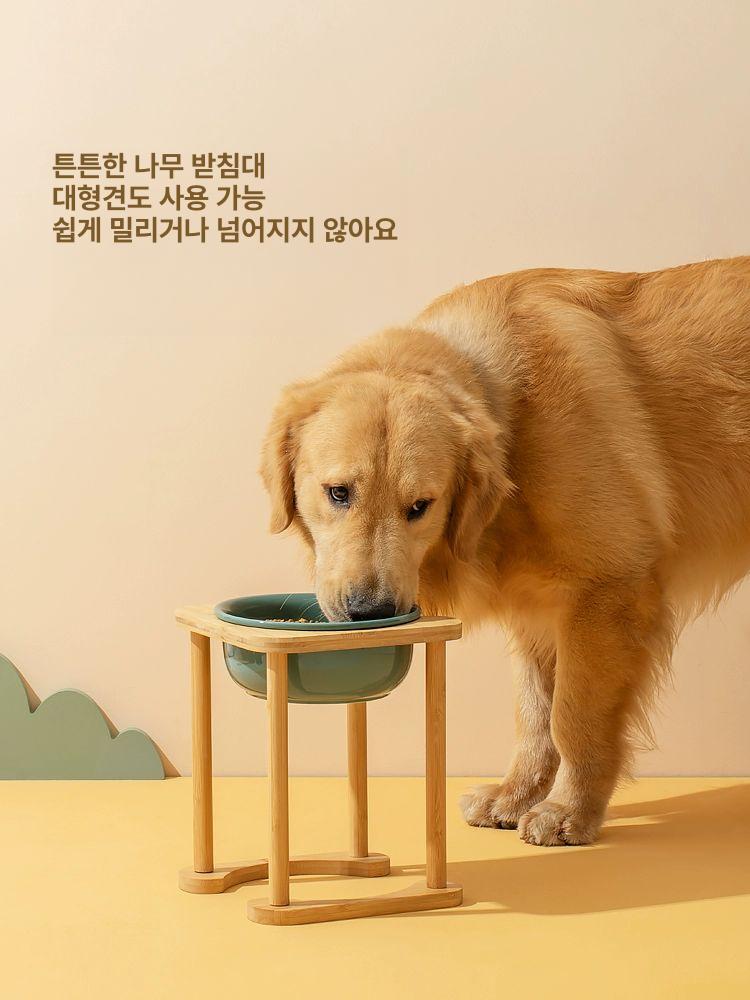 대형견 밥그릇 도자기 이중 세라믹 식기 사료 급식기 펫 애견용품 - 상세 이미지 3