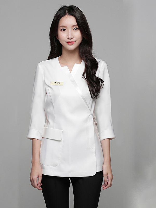 유니폼 뷰티샵 근무복 에스테틱 여성 네일 피부 피부과 호텔 피부샵 세트 블랙 상의 작업복 - 상세 이미지 5
