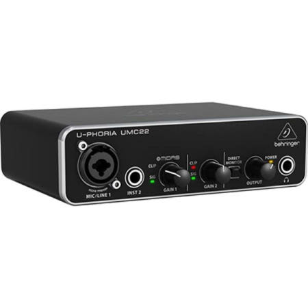 Behringer [해외]베링거 유-피오리아 UMC22 오디오 파일 2x2 USB 인터페이스 Midas 마이크 프