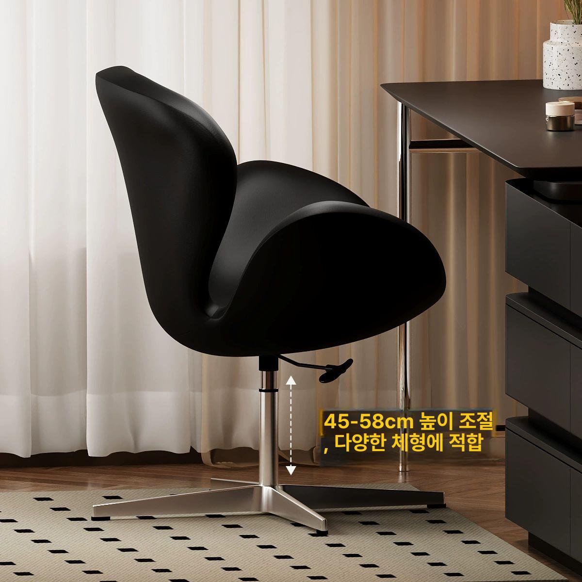 인테리어 스완체어 안락의자 디자인 안락한 벨벳 패브릭 회전의자 바퀴 에그체어 모던 - 상세 이미지 5