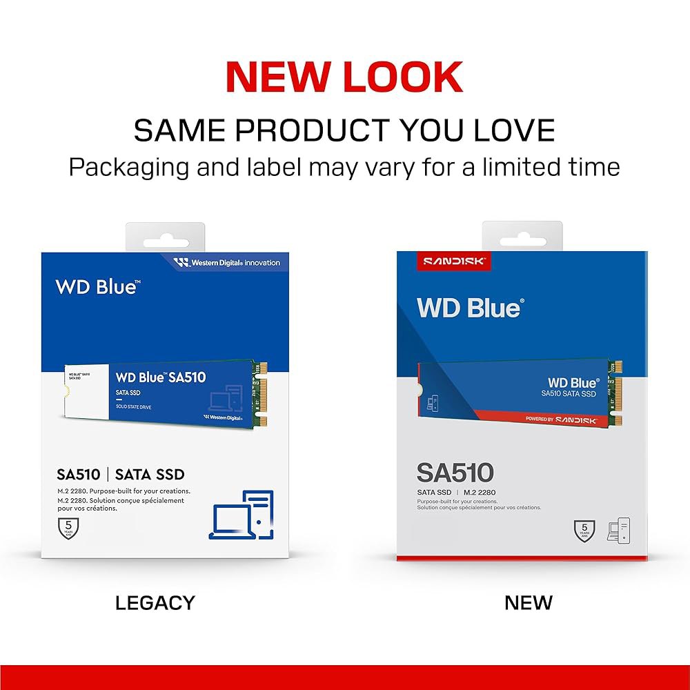 WD Blue SA510 500GB SATA SSD - III 6Gb/s, M.2 2280, 내장 솔리드 스테이트 드라이브, 최대 560MB/s WDS500G3B0B - 상세 이미지 2
