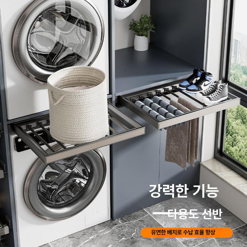 인출식 빨래건조대 접이식 가로형 빨래걸이 댐핑 행거 레일 베란다 공간활용 틈새 - 상세 이미지 2