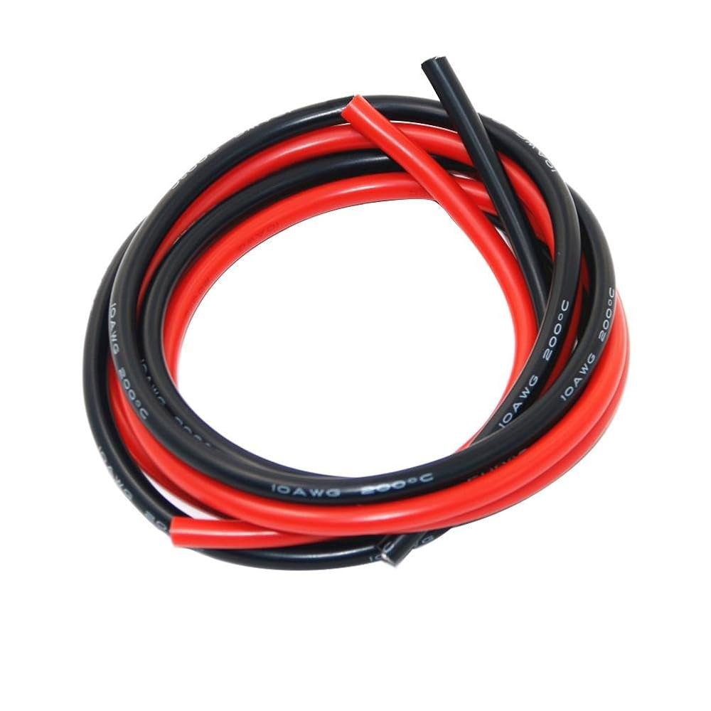 BNTECHOO 10 게이지 실리콘 와이어 10피트 빨간색 및 검은색 유연한 10AWG 좌초 주석 구리 - 상품 이미지