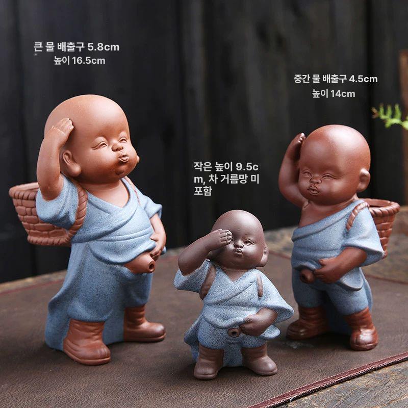귀여운 동자승 조각상 분수대 소품 정원 - 상세 이미지 2
