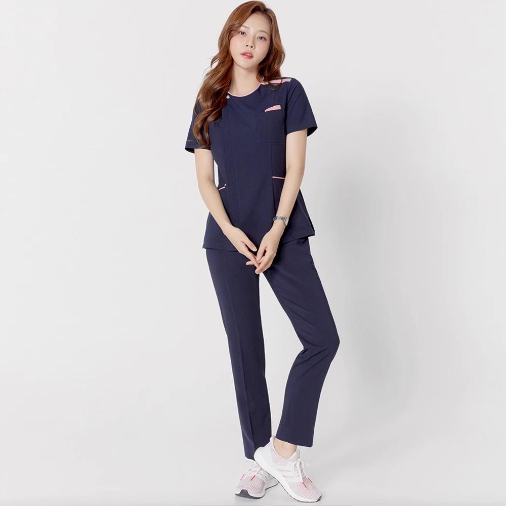 앞지퍼 간호복 남성 간호실습복 병원복 수술복 스크럽복 간호사복 라운드 물리치료사 - 상품 이미지