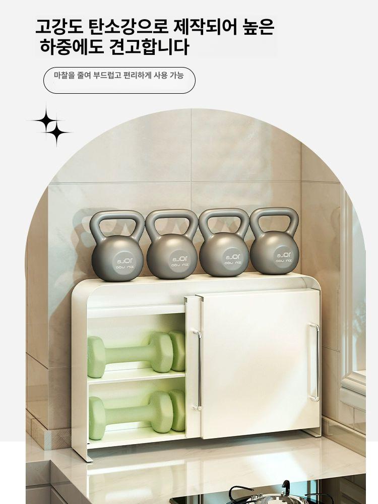 철제수납함 싱크대캐비닛 슬라이드 정리 컵 부엌 진열대 더블 서랍장 커버리스 디귿 정리함 - 상세 이미지 3