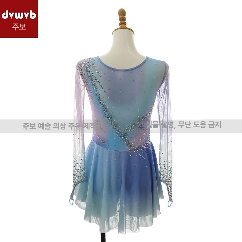 피겨선수 무대복 갈라드레스 우아한 공연의상 스패티클 스커트 경기용 연습복 - 상세 이미지 5