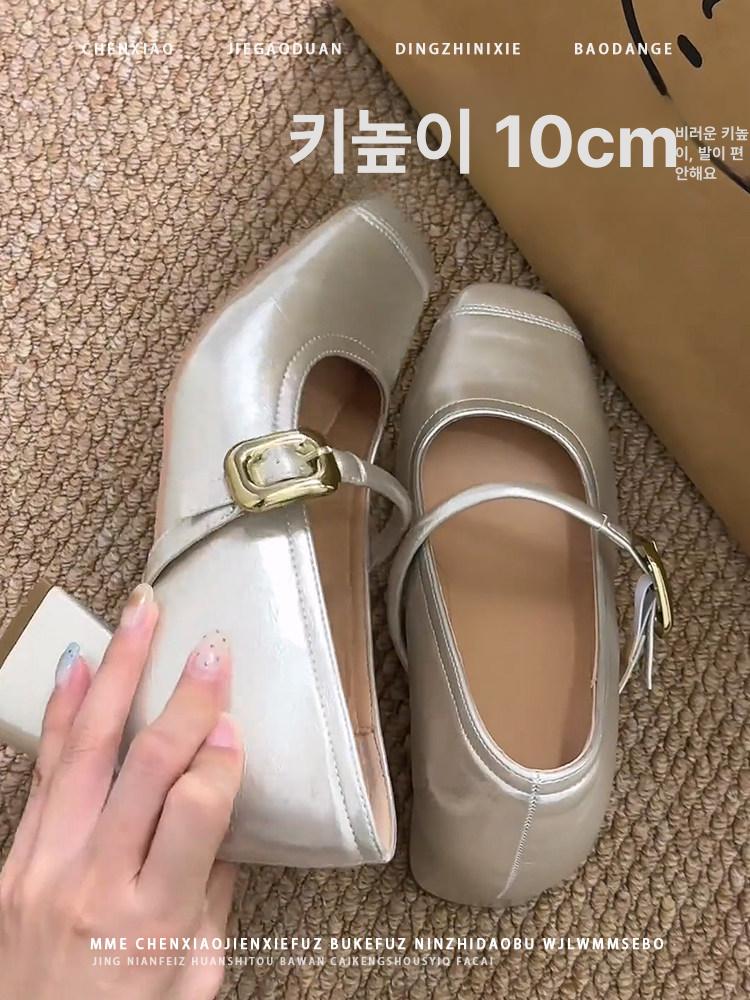 속굽 키높이 구두 여성 10센티 발편한 쿠션 펌프스 단화 누드 스타일 편한신발 - 상세 이미지 5