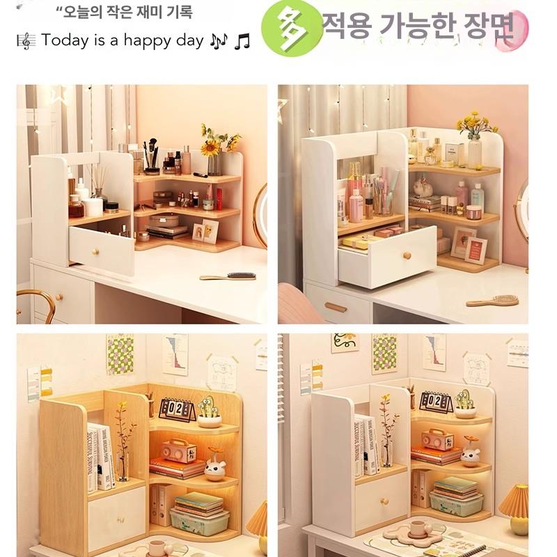 책상위 선반 코너 미니 수납장 책장 거치대 간이 정리함 도어 오피스 프레임 책상용 - 상세 이미지 3