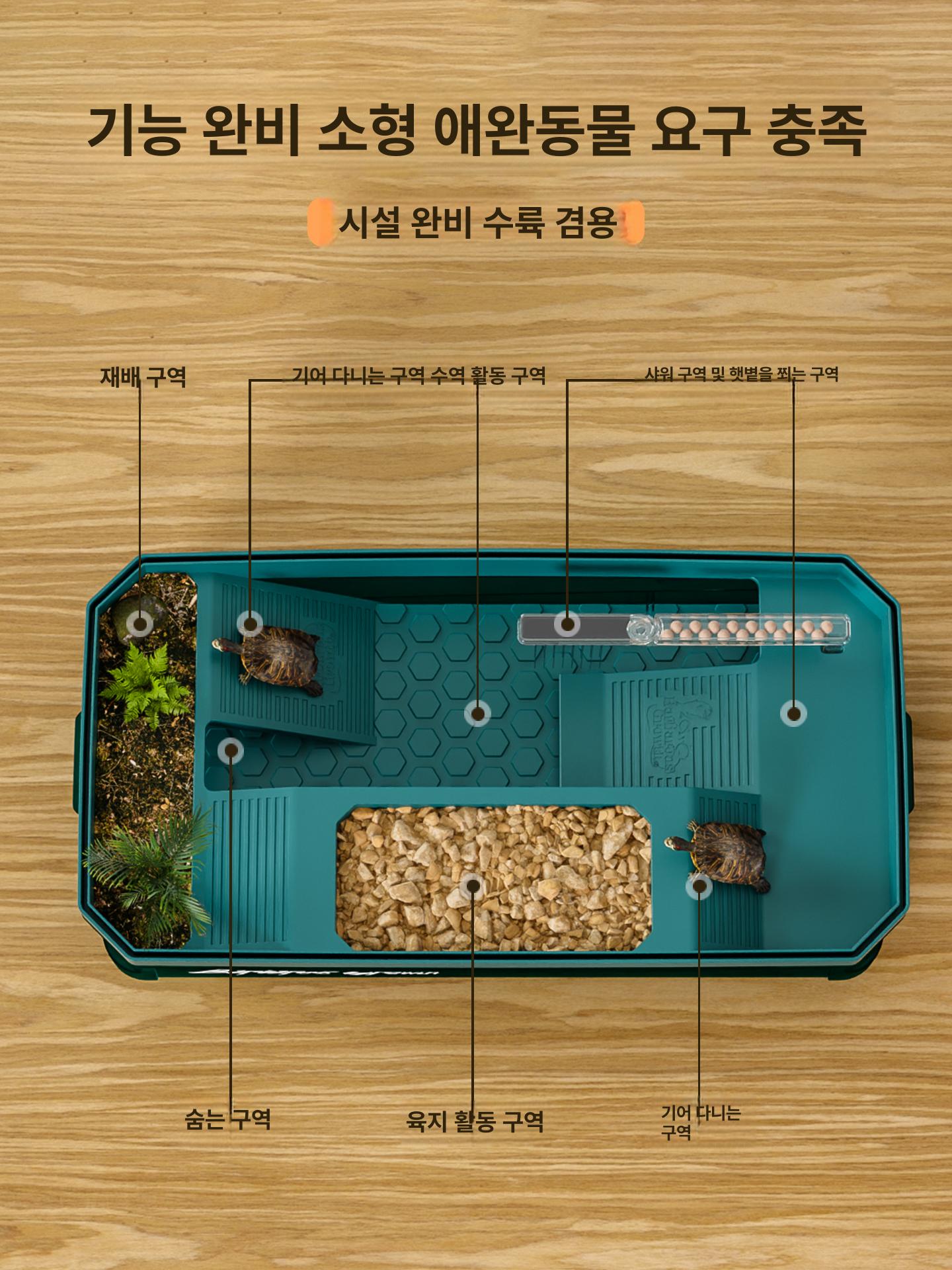 사육장 거북이집 투명 육지 은신처 파충류 케이지 상자 반수생 애완용 오픈형 탱크 - 상세 이미지 5