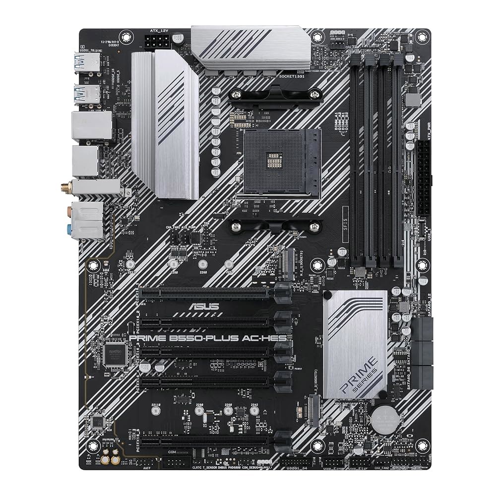 ASUS Prime B550-PLUS AC-HES AMD AM4 6Gbps, M.2, Tier (듀얼 SATA CEC ATX Type-C, PCIe4.0, Gen 3.2 Ryzen - 상품 이미지