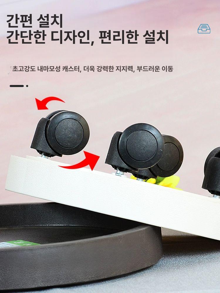 화분 받침대 이동식 원목 바퀴 선반 거치대 서랍 트레이 달린 원형 사각 대형 - 상세 이미지 5