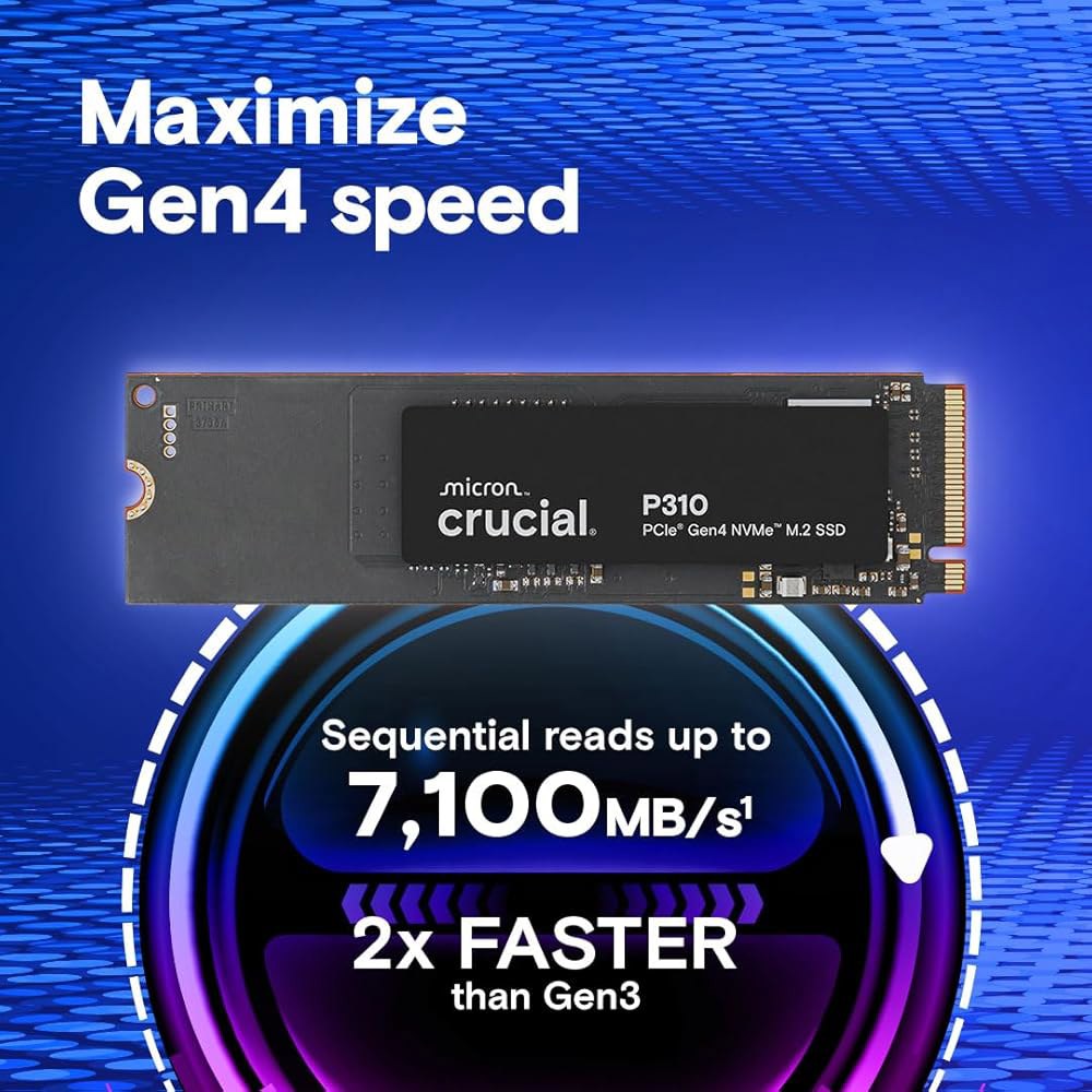 노트북, 데스크톱(PC) 및 휴대용 게임 콘솔을 위한 중요한 P310 500GB SSD, PCIe Gen4 NVMe M.2 2280, 최대 6,600MB/s, Acronis 데이터 - 상세 이미지 2