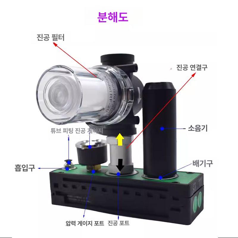 고진공 진공발생기 음압 밸브 에어 진공펌프 이젝터 고성능 감압 전용 고흡입력 - 상세 이미지 4