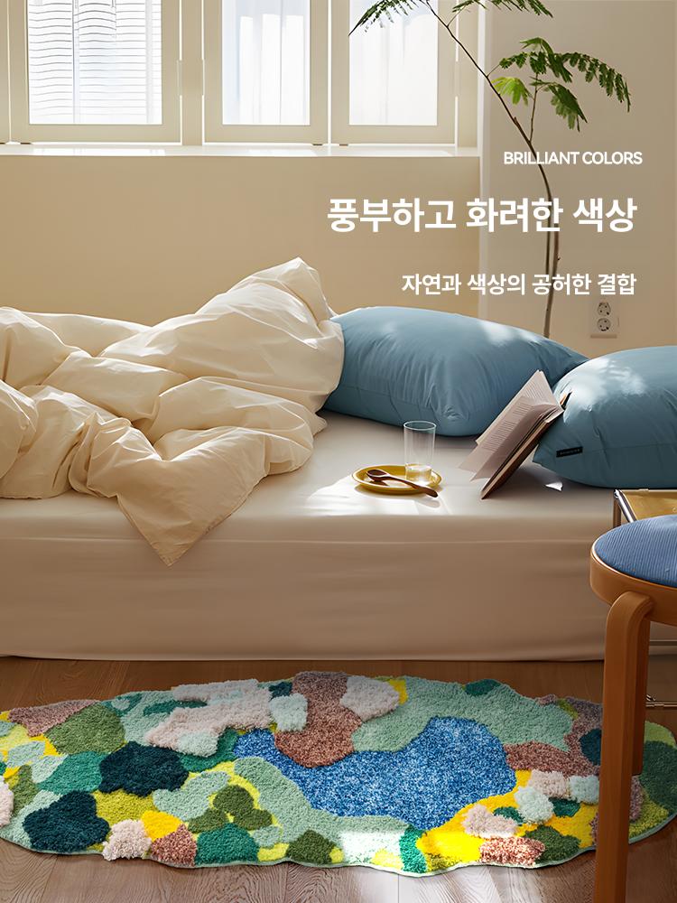 세탁가능 원형 카펫 거실 침실 극세사 러그 카페 인테리어 고급 빈티지 감성 소품 - 상세 이미지 4