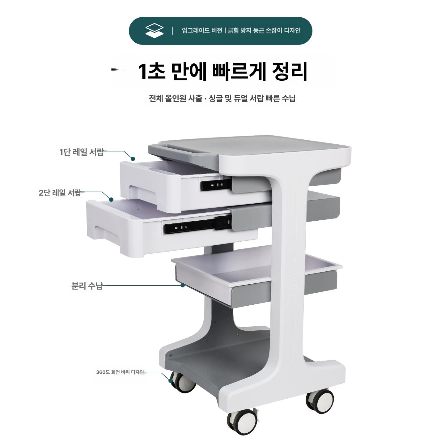 치과 트롤리 병원 서랍 스탠드 장비 미용 바퀴 받침대 진료실 의료 드레싱카트 메디컬 - 상세 이미지 3
