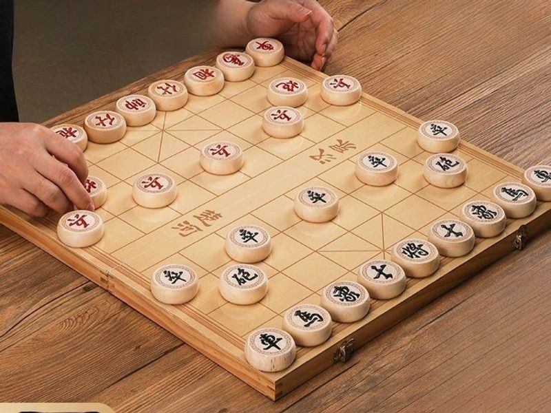 고급 목재 장기판 휴대용 접이식 세트 어르신 보드게임 바둑알 - 상품 이미지