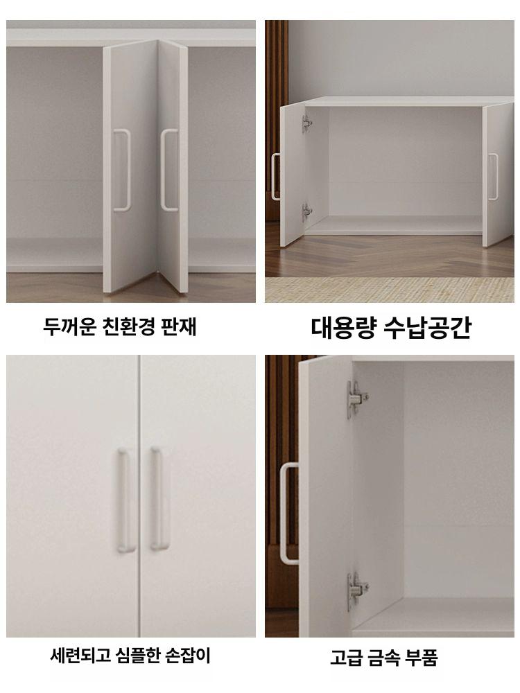 대형 낮은이불장 침실 이불수납장 정리 침구 보관 도어 조립 엔틱 안방 - 상세 이미지 4
