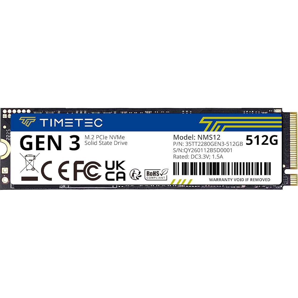 타임텍 512GB SSD NVMe PCIe Gen3x4 8Gb /s M.2 2280 3D NAND 고성능 SLC 캐시 읽기/쓰기 속도 최대 2,000 /1,600MB PC 노트북 - 상품 이미지