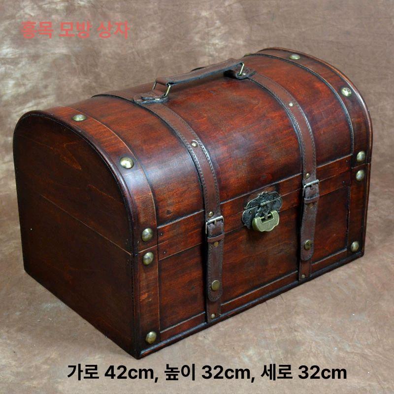 엔틱 보물상자 수납함 레트로 정리함 장식 앤틱 유럽식 수납박스 궤짝 다용도 보관 - 상세 이미지 3