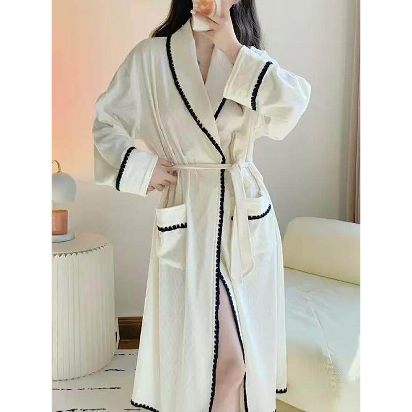 골프샤워가운 라운딩 순면 원단 찍찍이 생산 소원템 가운 블루 희끗희끗하다 L - 상세 이미지 3