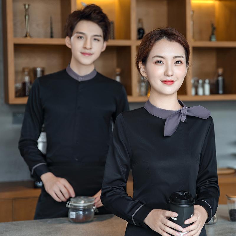 홀서빙 셔츠유니폼 직원 식당 카라티 근무복 바리스타 여성용 음식점 위생복 - 상품 이미지